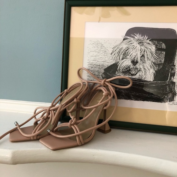 EGO Pale Pink My Angels Square Toe Lace-Up Sculptured Heel Sandals - Picture 10 of 10